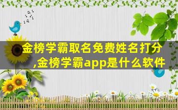 金榜学霸取名免费姓名打分,金榜学霸app是什么软件