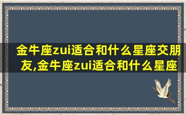 金牛座zui
适合和什么星座交朋友,金牛座zui
适合和什么星座交朋友关系