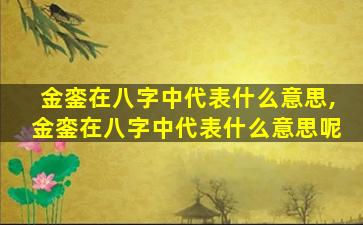 金銮在八字中代表什么意思,金銮在八字中代表什么意思呢