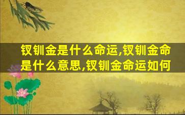 钗钏金是什么命运,钗钏金命是什么意思,钗钏金命运如何