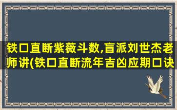 铁口直断紫薇斗数,盲派刘世杰老师讲(铁口直断流年吉凶应期口诀)