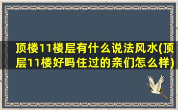 顶楼11楼层有什么说法风水(顶层11楼好吗住过的亲们怎么样)