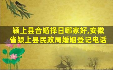 颍上县合婚择日哪家好,安徽省颍上县民政局婚姻登记电话