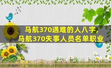 马航370遇难的人八字,马航370失事人员名单职业