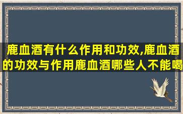 鹿血酒有什么作用和功效,鹿血酒的功效与作用鹿血酒哪些人不能喝