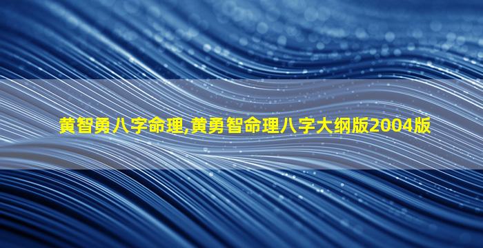 黄智勇八字命理,黄勇智命理八字大纲版2004版