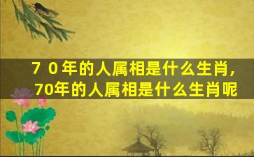 ７０年的人属相是什么生肖,70年的人属相是什么生肖呢